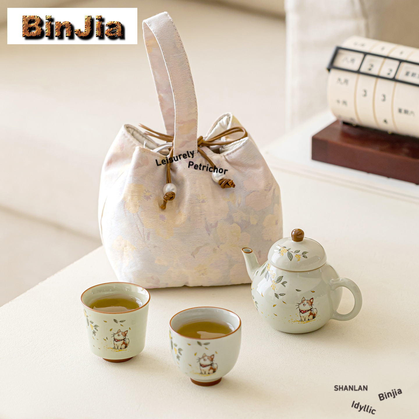 Luxury Bags Hand Painted - El Boyaması Osmanthus Kedi Figürlü Seyahat