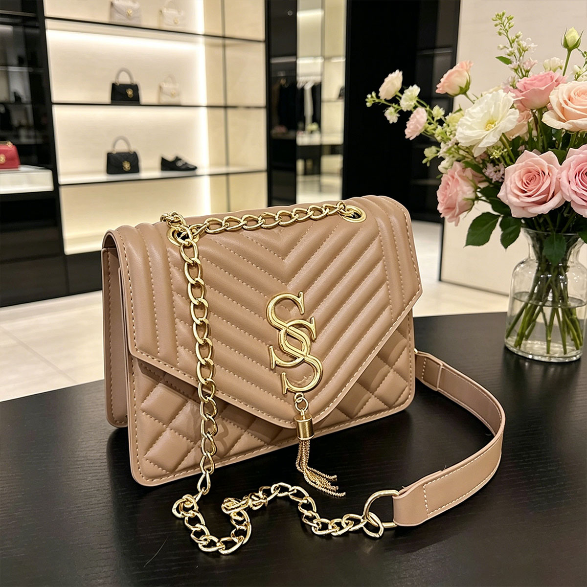 Luxury Quilted Bags - Hafif Lüks Zarif Argyle Kapitone Zincirli