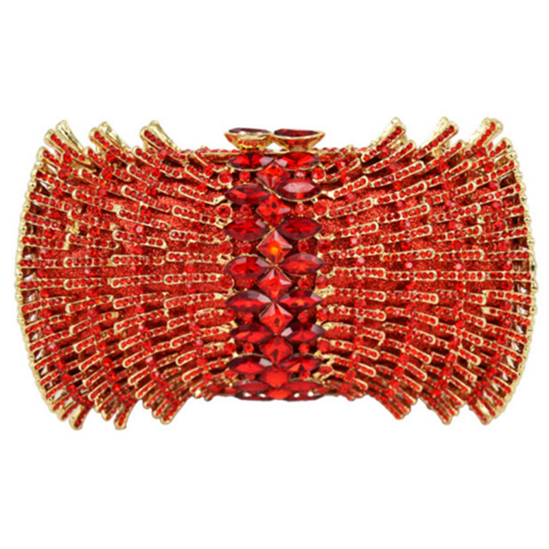 Luxury Bags Girls - Kırmızı Rhinestone Resmi Akşam Debriyaj Çanta