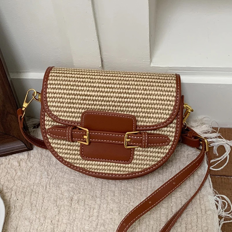 Luxury Bags For Women - İngiltere Tarzı Mini Hasır Eyer Çantaları