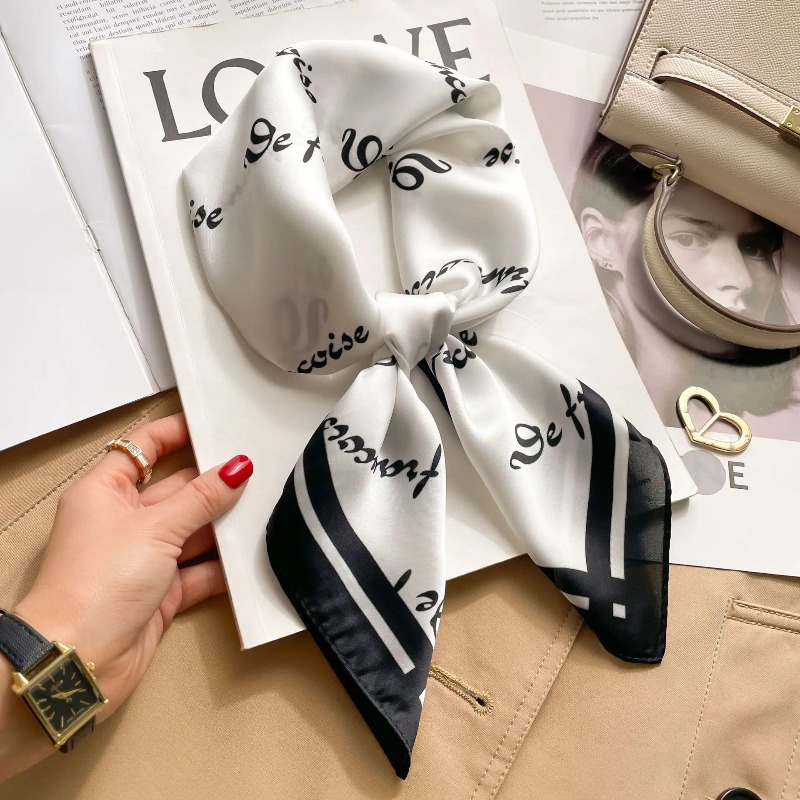 Discount Luxury Bags - Kadınlar Lüks Ipek Saten Kare Eşarp